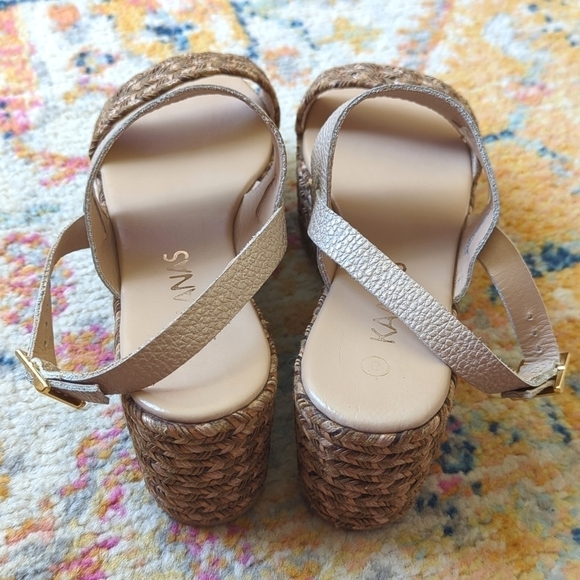 Kaanas Montpellier Leather Open Toe Sling Back Braided Espadrille Wedge Sandal 8 - Picture 5 of 16